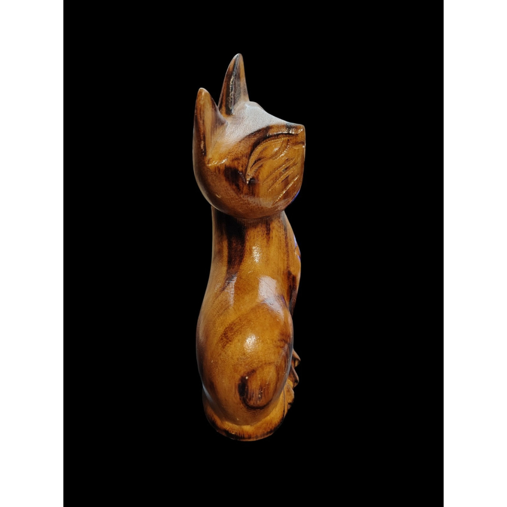Vintage Wooden Cat 6" Figurine, hand carved MCM - Picture 3 of 7